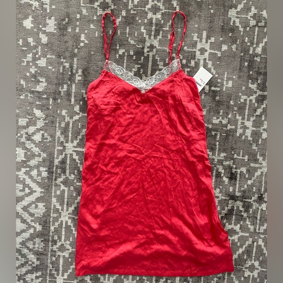 Joe Fresh XS Sexy Women’s Lingerie Coral with White Lace Trim, spaghetti straps - Picture 1 of 10